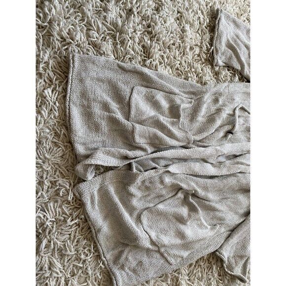 J. Jill Duster Sweater Pocketed Grey Beige Silk Blend J.Jill Large 3/4 Sleeve - Picture 4 of 9